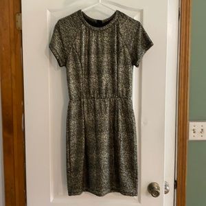 Aqua gold and black s/s dress